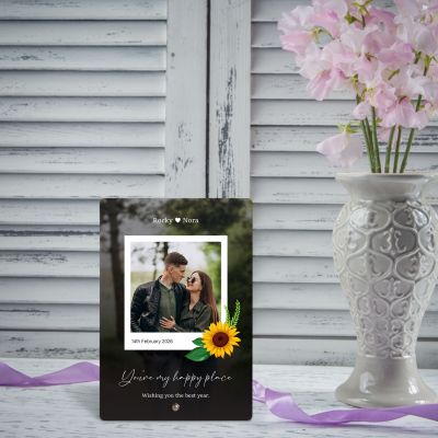 Personalized Couple Photo Frame Plaque with Stand, Custom Photo Names and Date, Valentines Day Gift For Husband Wife, Girlfriend Boyfriend